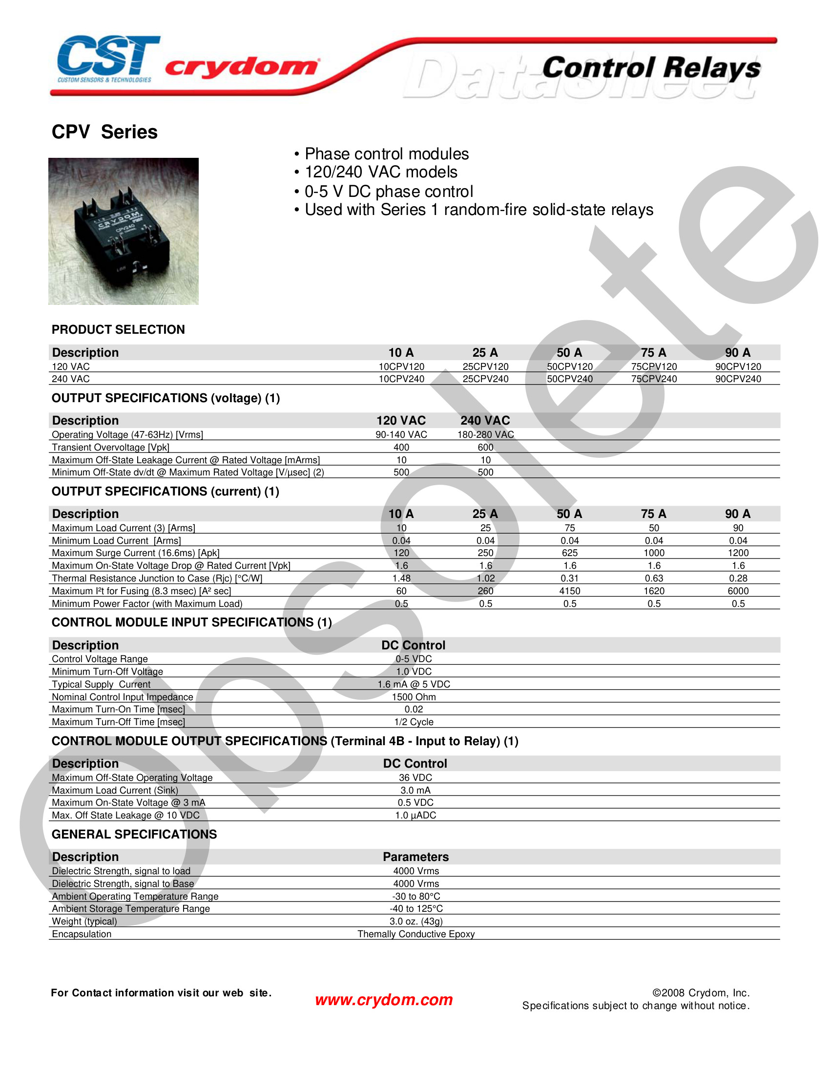 10CPV120 Crydom Solid State Relays & I/O Modules