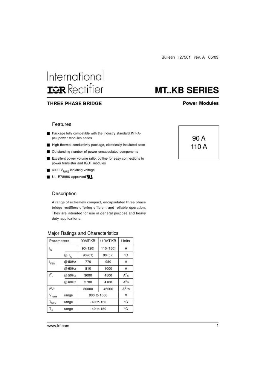 110MT120K International Rectifier Bridge Rectifiers