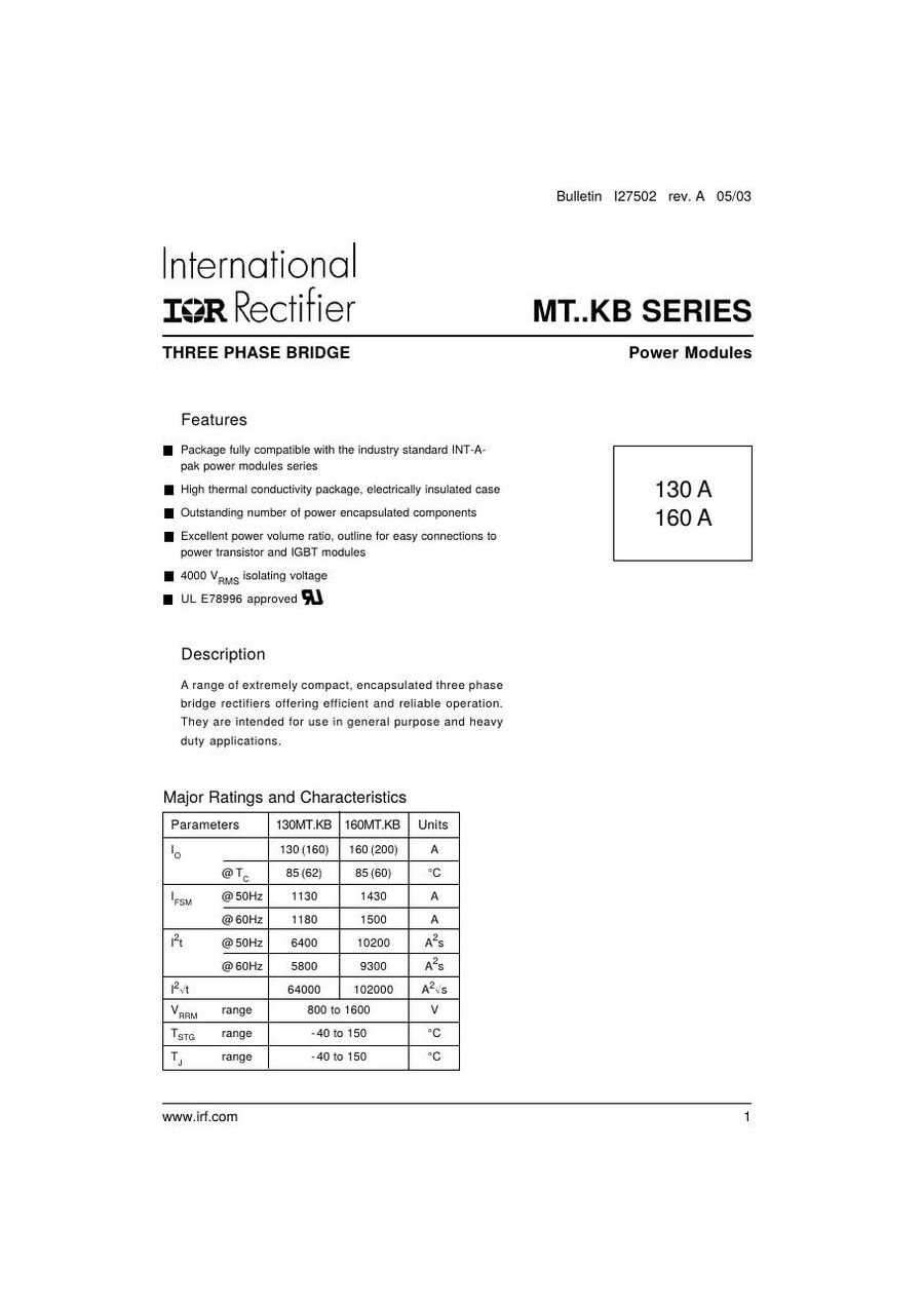 160MT120KB International Rectifier Diode & Rectifier Modules
