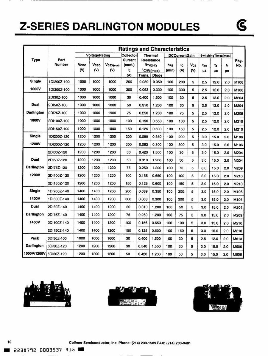 1DI200Z-140 Fuji Electric Darlington / Bipolar Transistor Modules