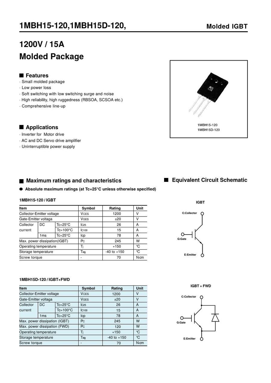 1MBH15-120 Fuji Electric IGBT Modules