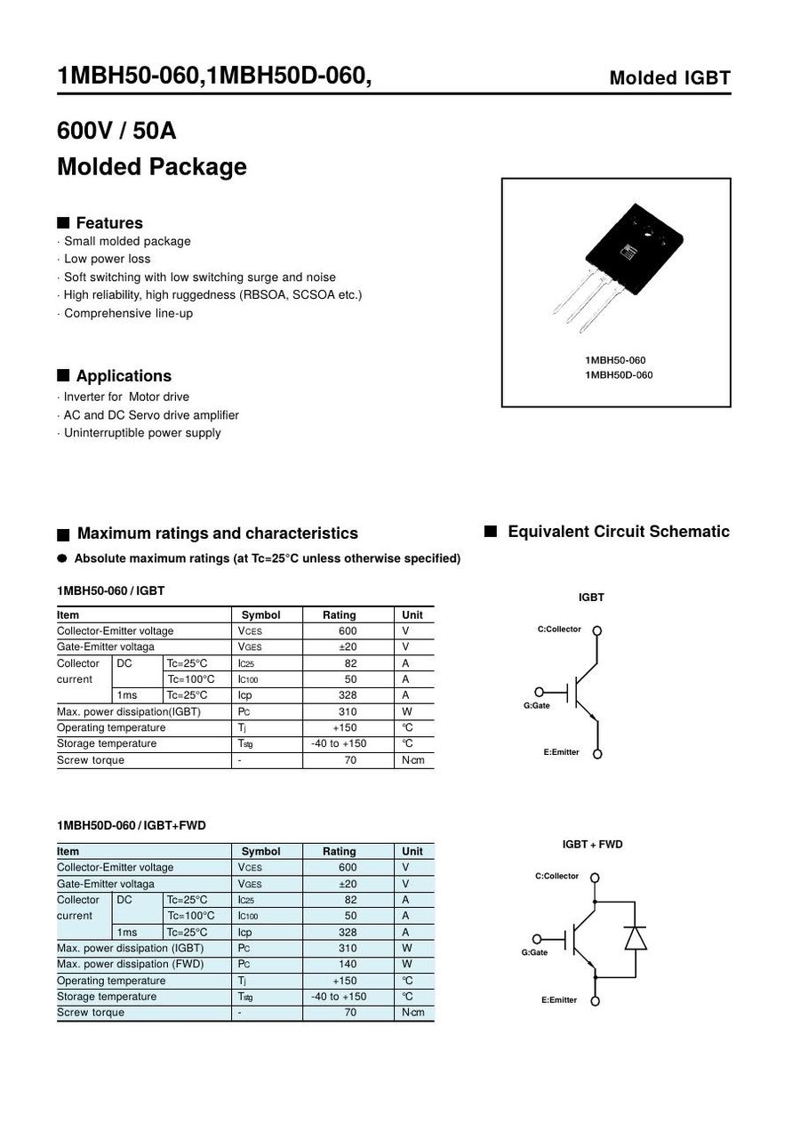 1MBH50D-060A Fuji Electric IGBT Modules