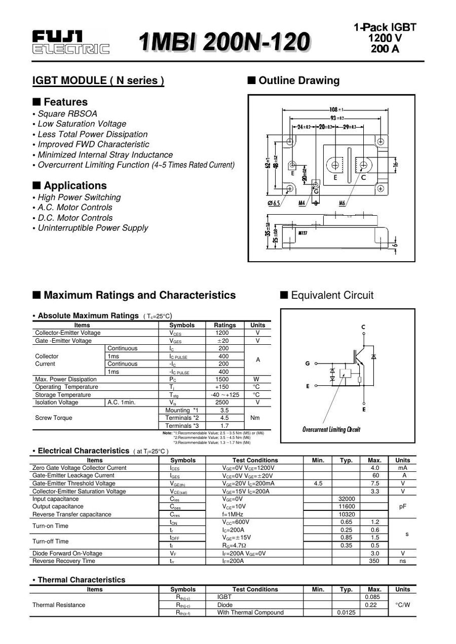 1MBI150N-060, Fuji, Fuji Power Transistor Module