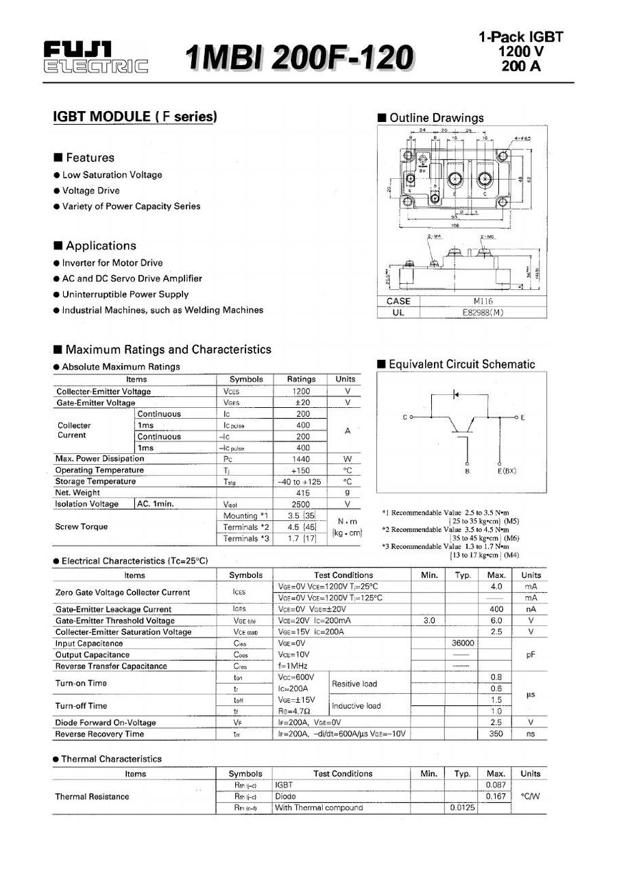 1MBI200F-120 Fuji Electric IGBT Modules