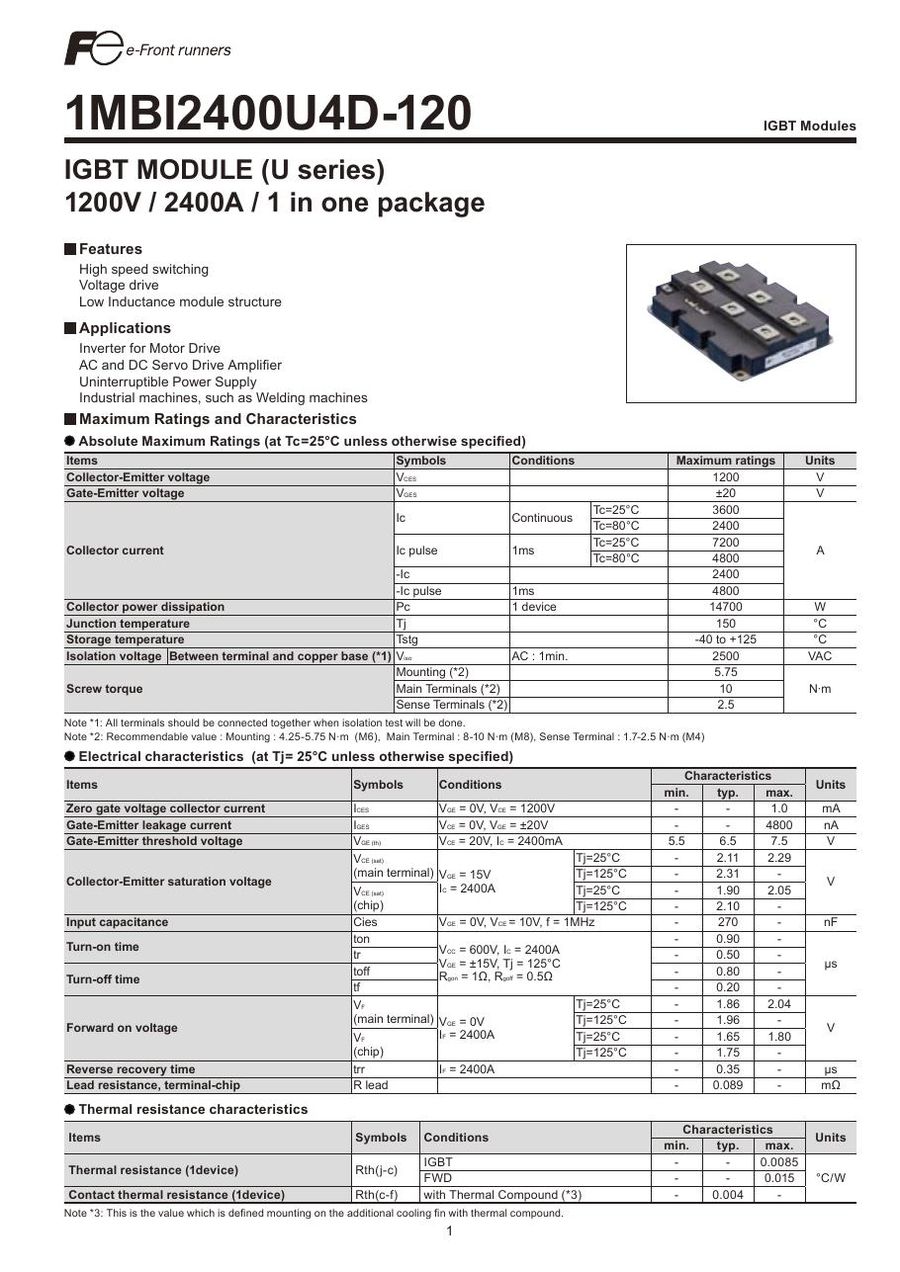 1MBI2400U4D-120 Fuji Electric IGBT Modules