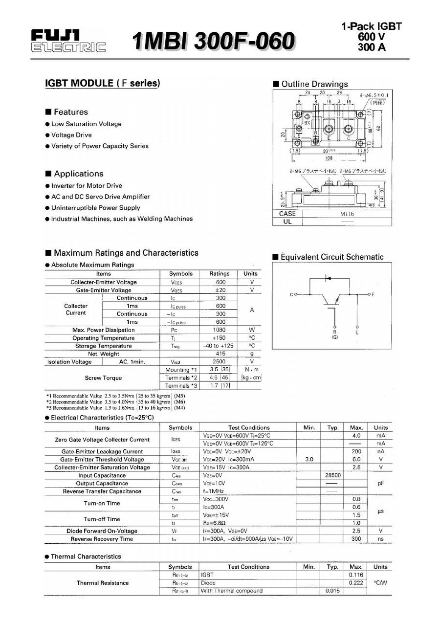 1MBI300F-060 Fuji Electric IGBT Modules