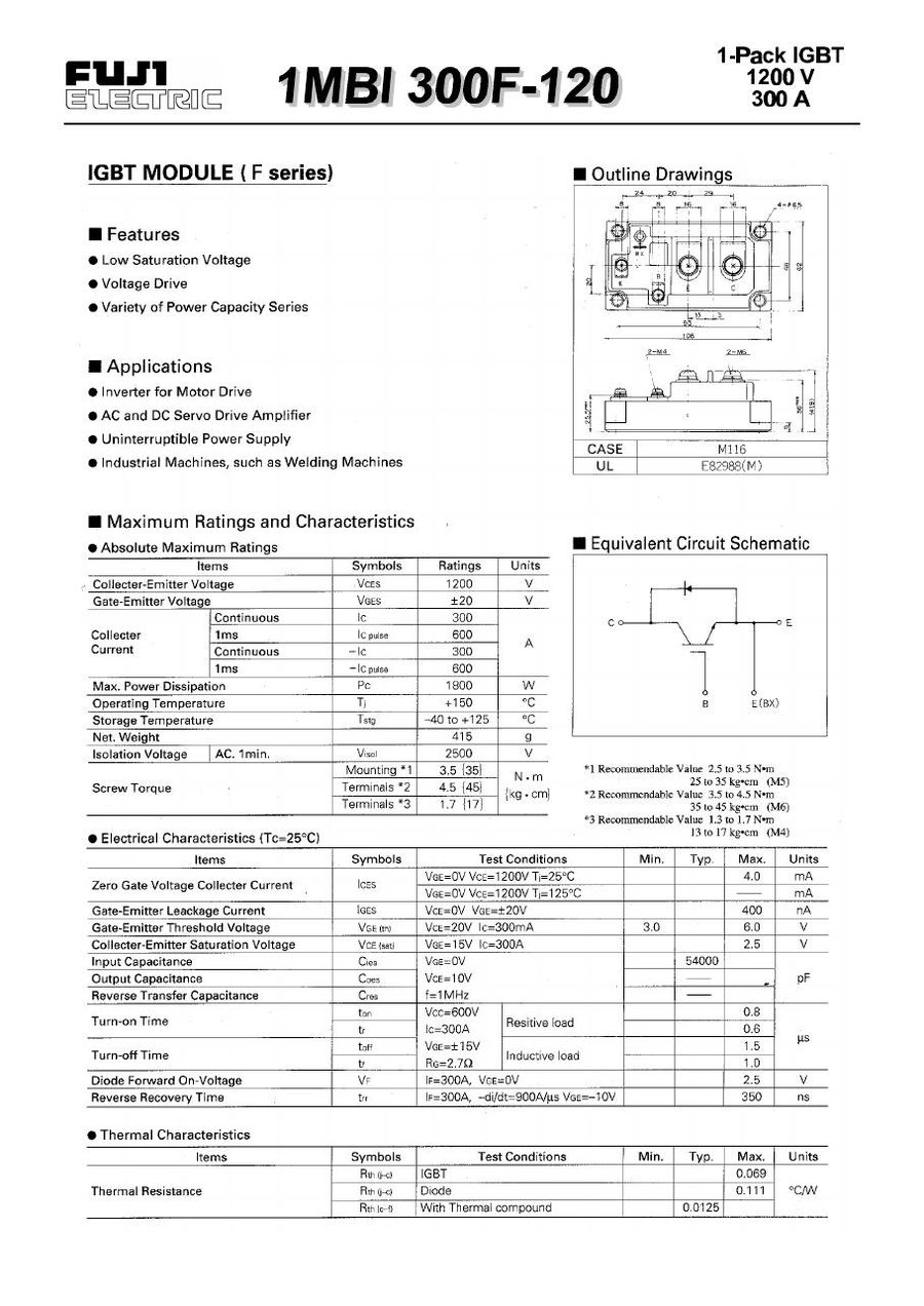 1MBI300F-120 Fuji Electric IGBT Modules