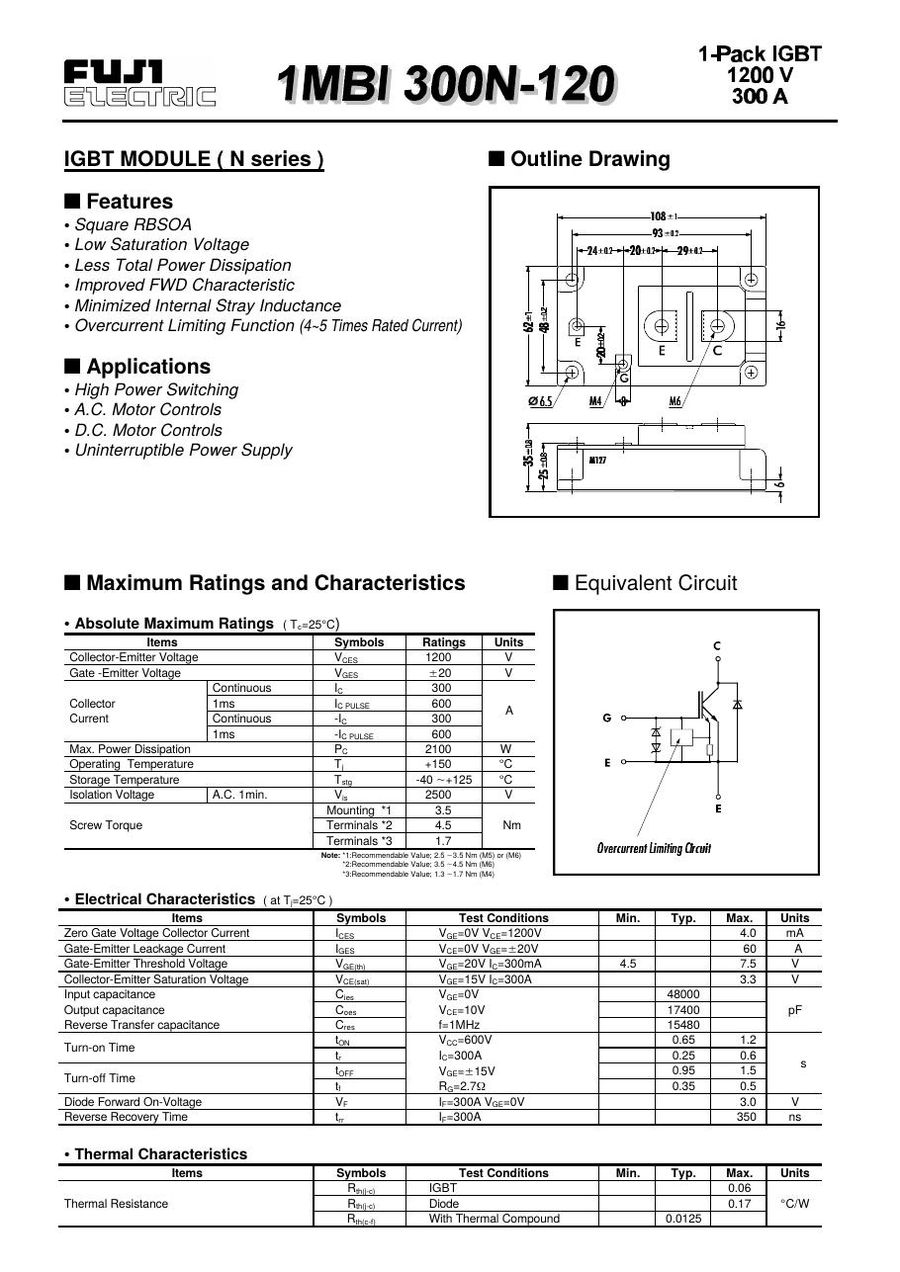 1MBI300N-120 Fuji Electric IGBT Modules