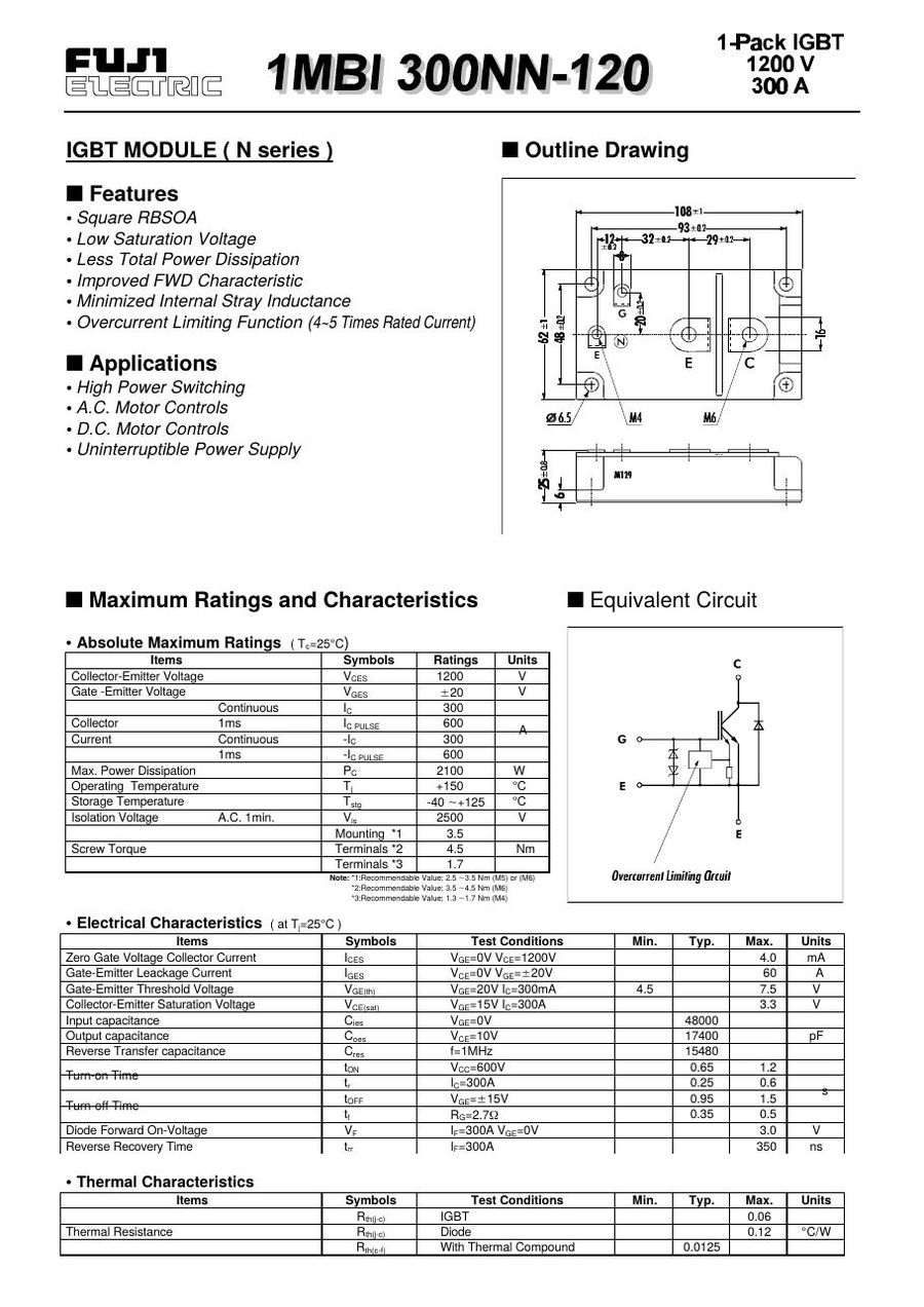 1MBI300NN-120 Fuji Electric IGBT Modules