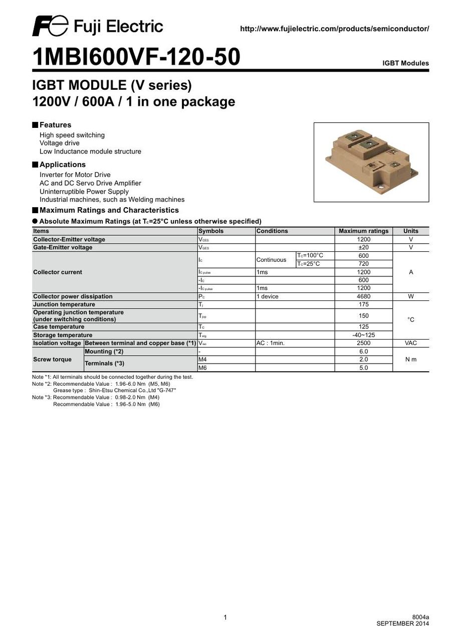 1MBI600VF-120 Fuji Electric IGBT Modules