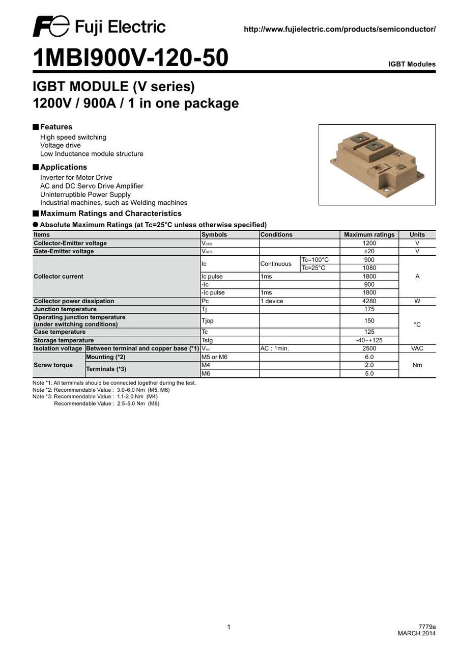 1MBI900V-120-50 Fuji Electric IGBT Modules