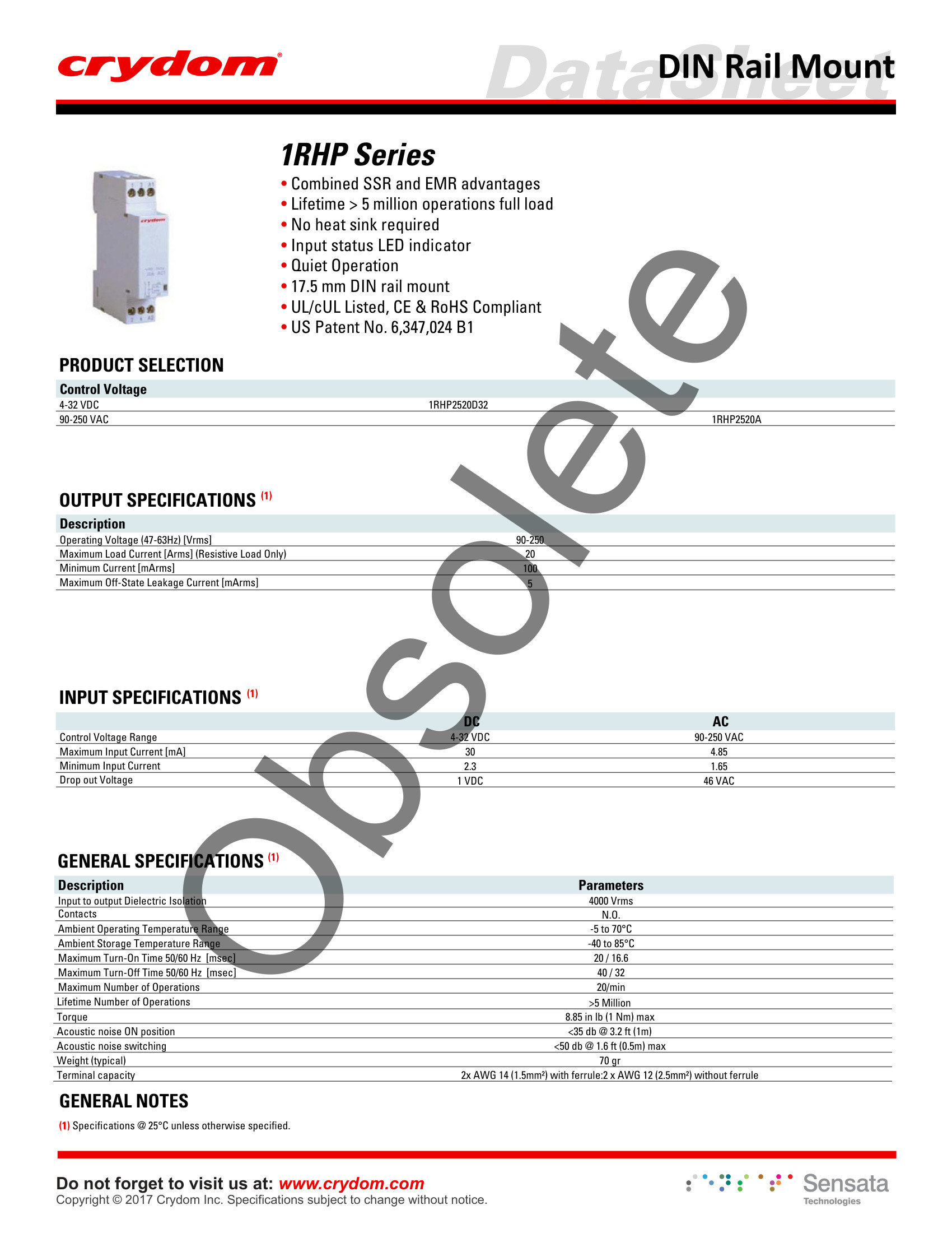 1RHP2520A Crydom Solid State Relay