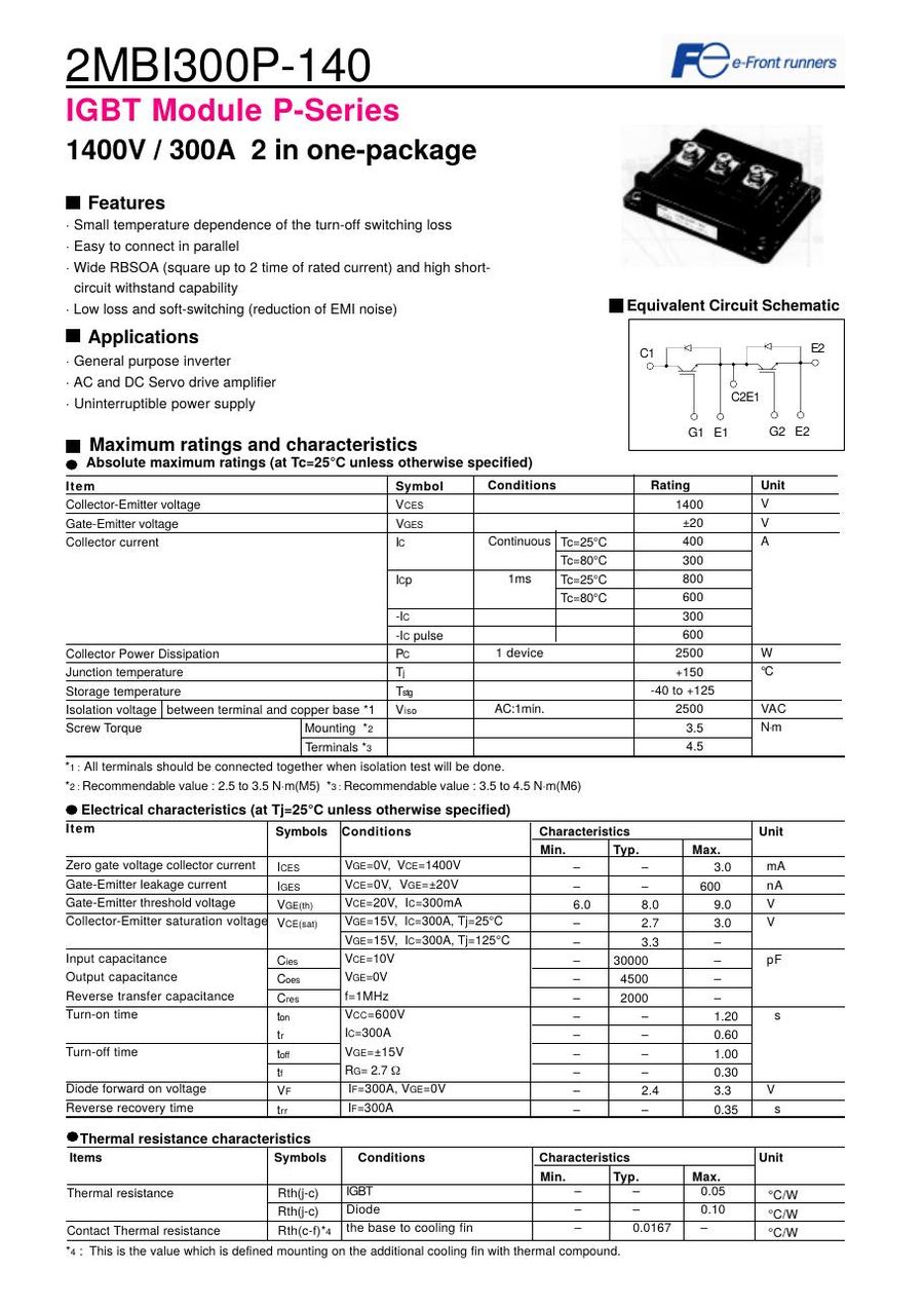 2MBI-300P-140 Fuji Electric IGBT Modules