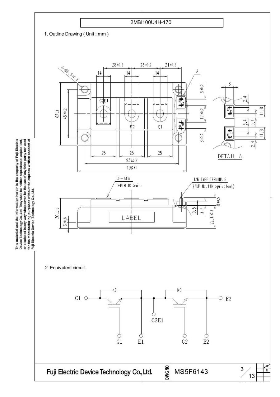 2MBI100U4H-170, Fuji, Fuji Electric power module 