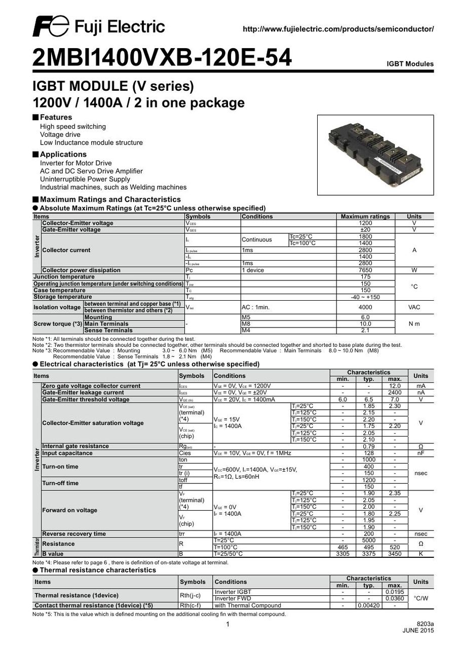 2MBI1400VXB-120E-54, FUJI, IGBT Moudle (V Series)