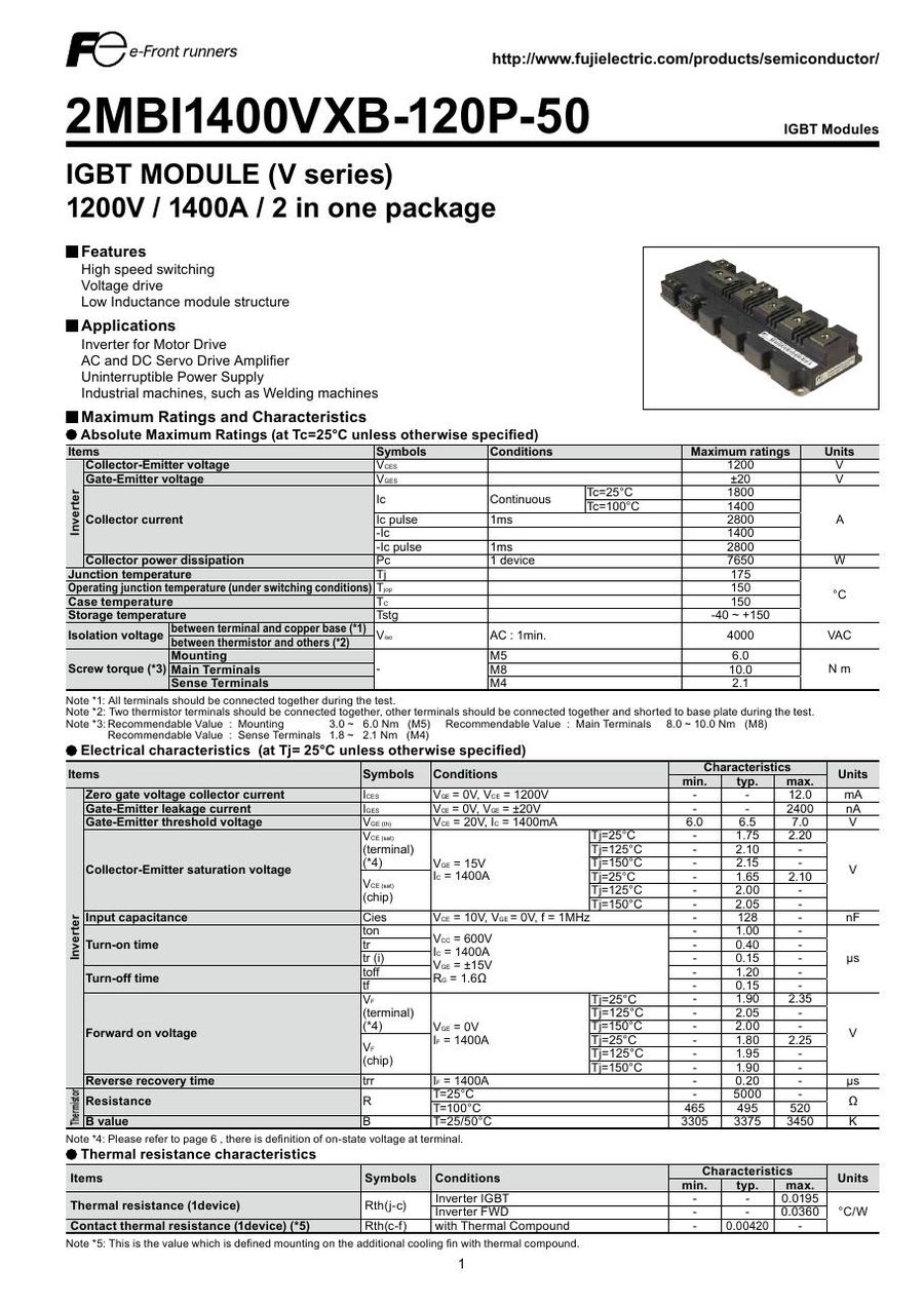 2MBI1400VXB-120P-50 Fuji Electric IGBT Modules