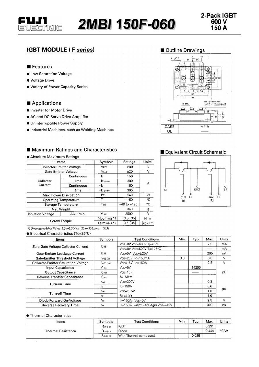 2MBI150F-060, Fuji, Fuji Electric power module