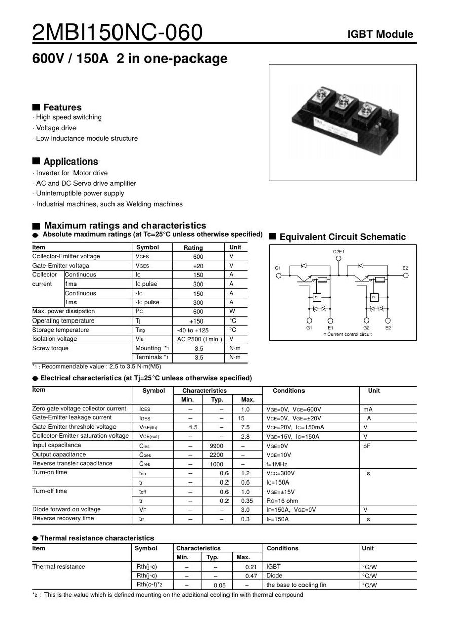 2MBI150NC-060-10, Fuji, IGBT MODULE 