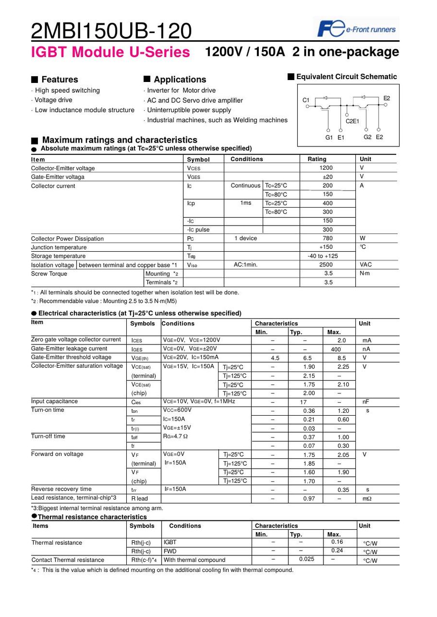 2MBI150UB-120, Fuji, IGBT Power Module
