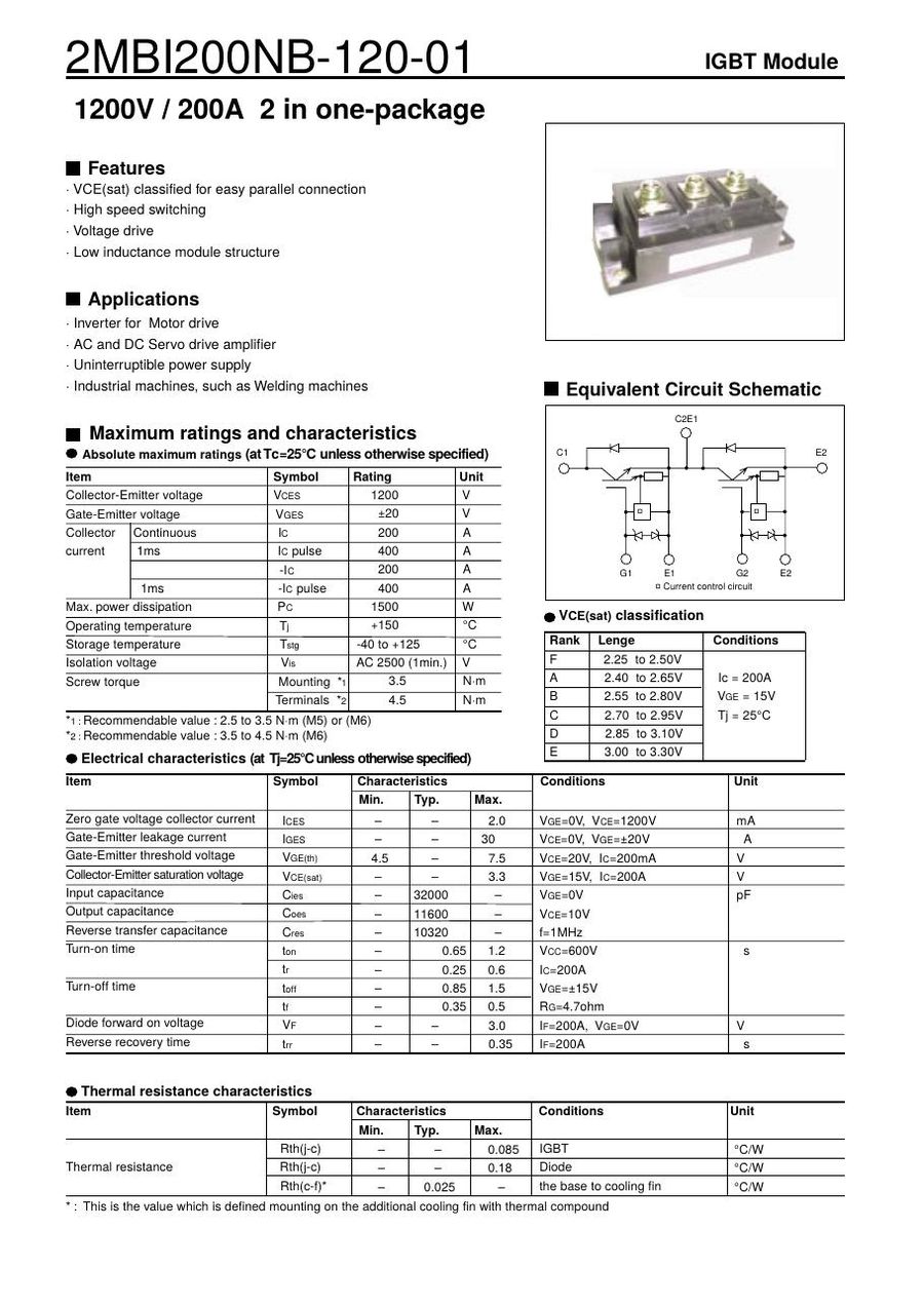 2MBI200NB-120-01, Fuji, Fuji Electric power module 