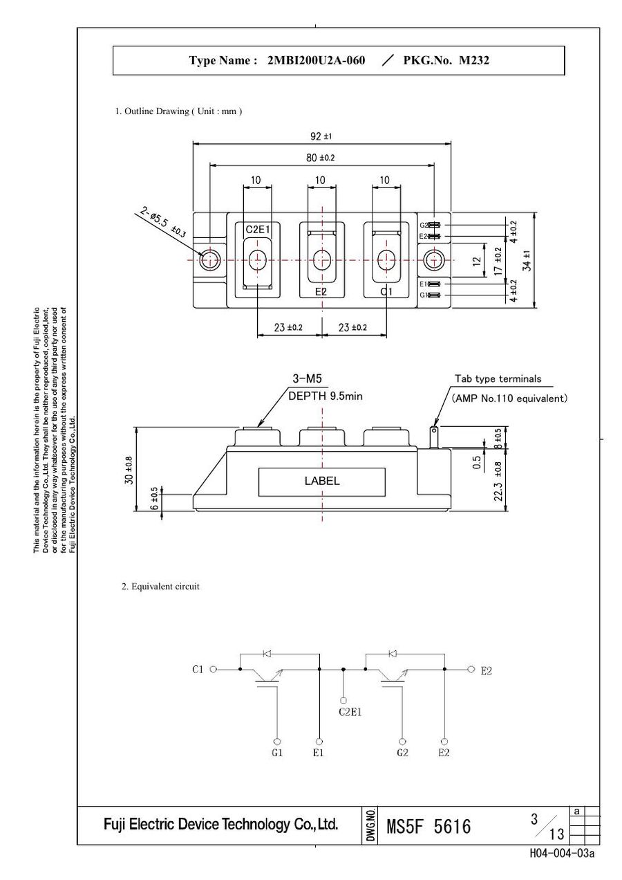 2MBI200U2A-060 Fuji Electric IGBT Modules
