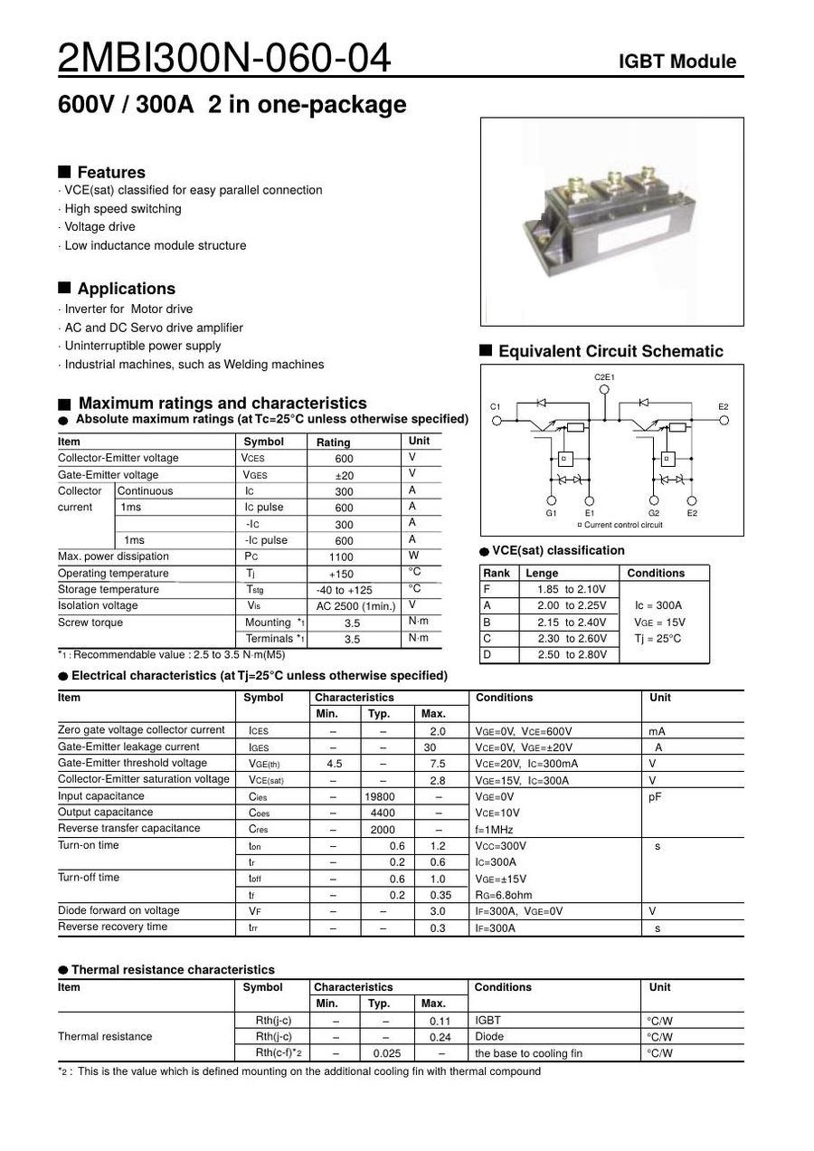 2MBI300N-060, Fuji, Power Transistor Module  