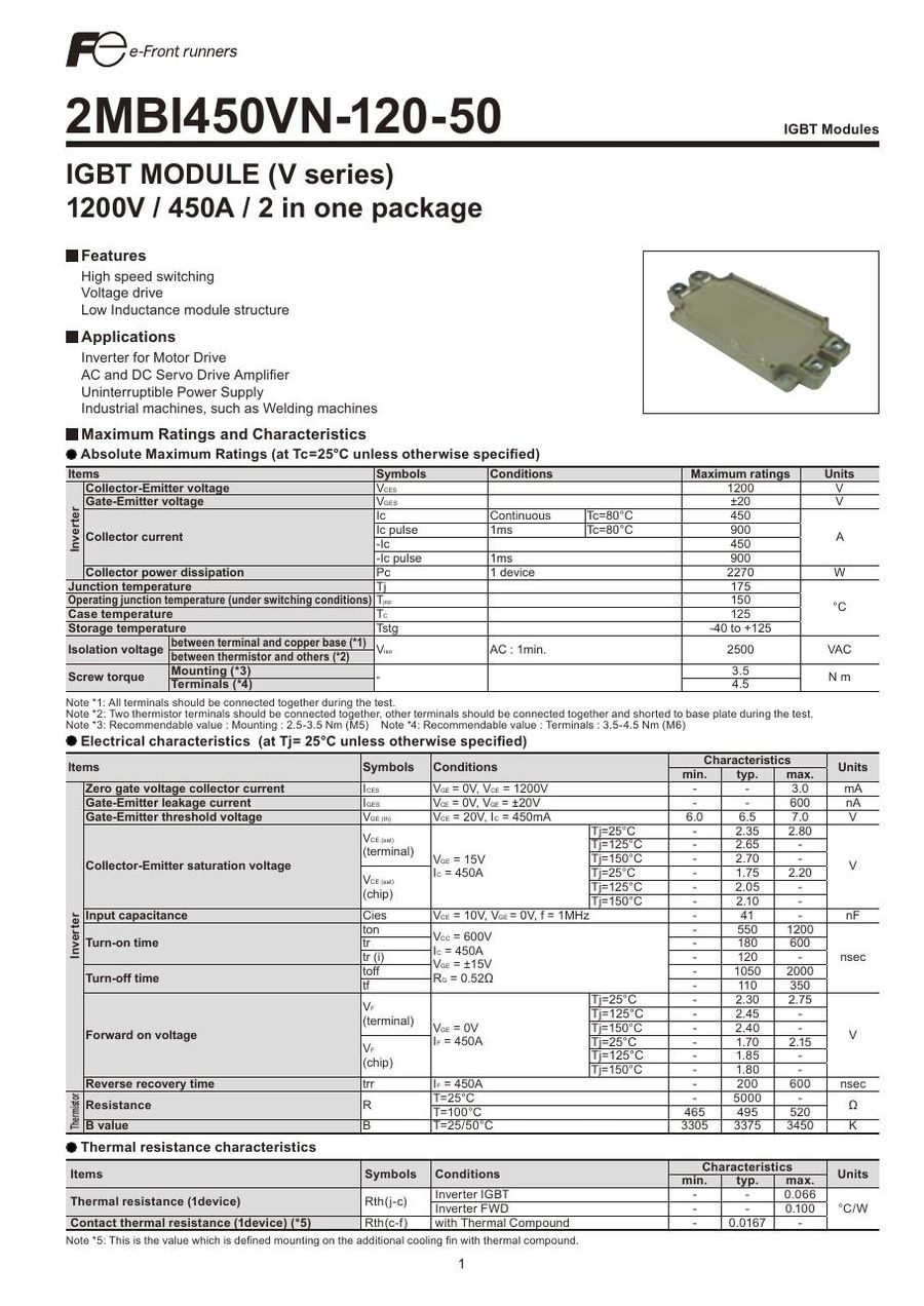 2MBI450VN-120-50 Fuji Electric IGBT Modules