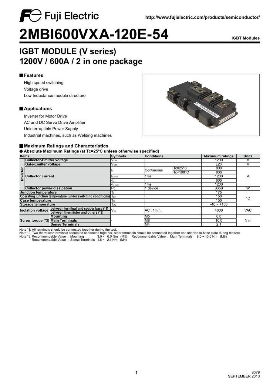 2MBI600VXA-120E-54 Fuji Electric IGBT Modules