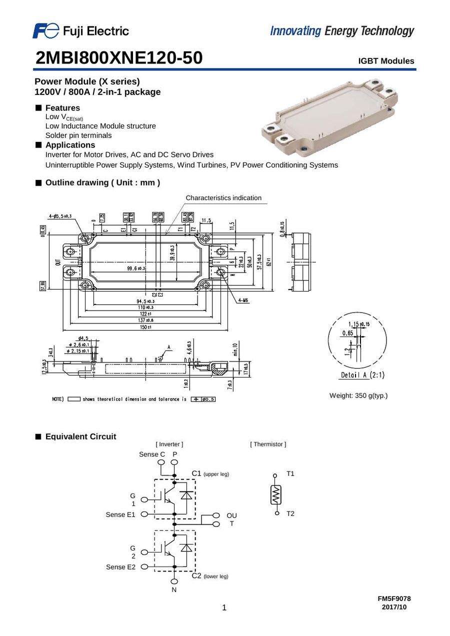2MBI800XNE120-50 Fuji Electric IGBT Modules