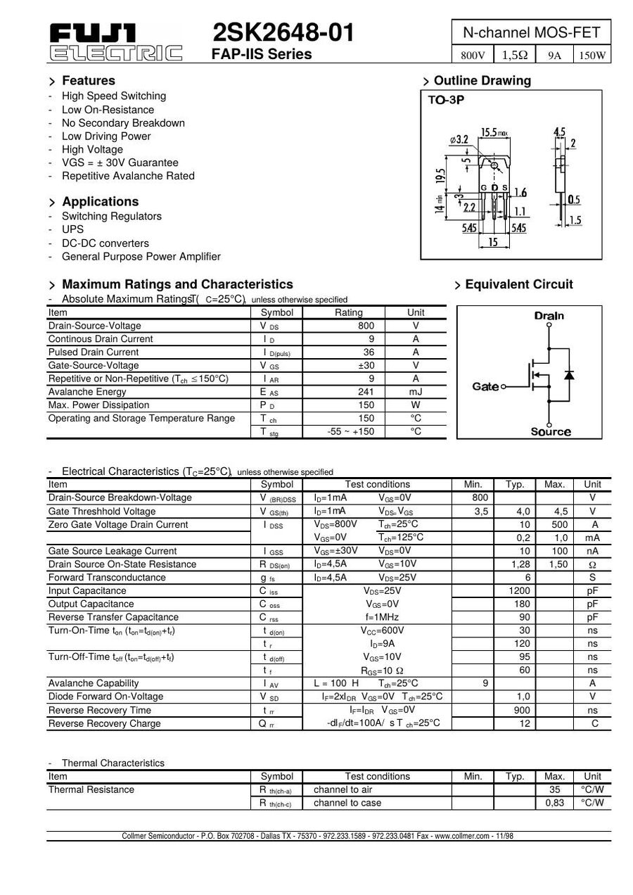 2SK2648 Fuji Electric MOSFET Modules