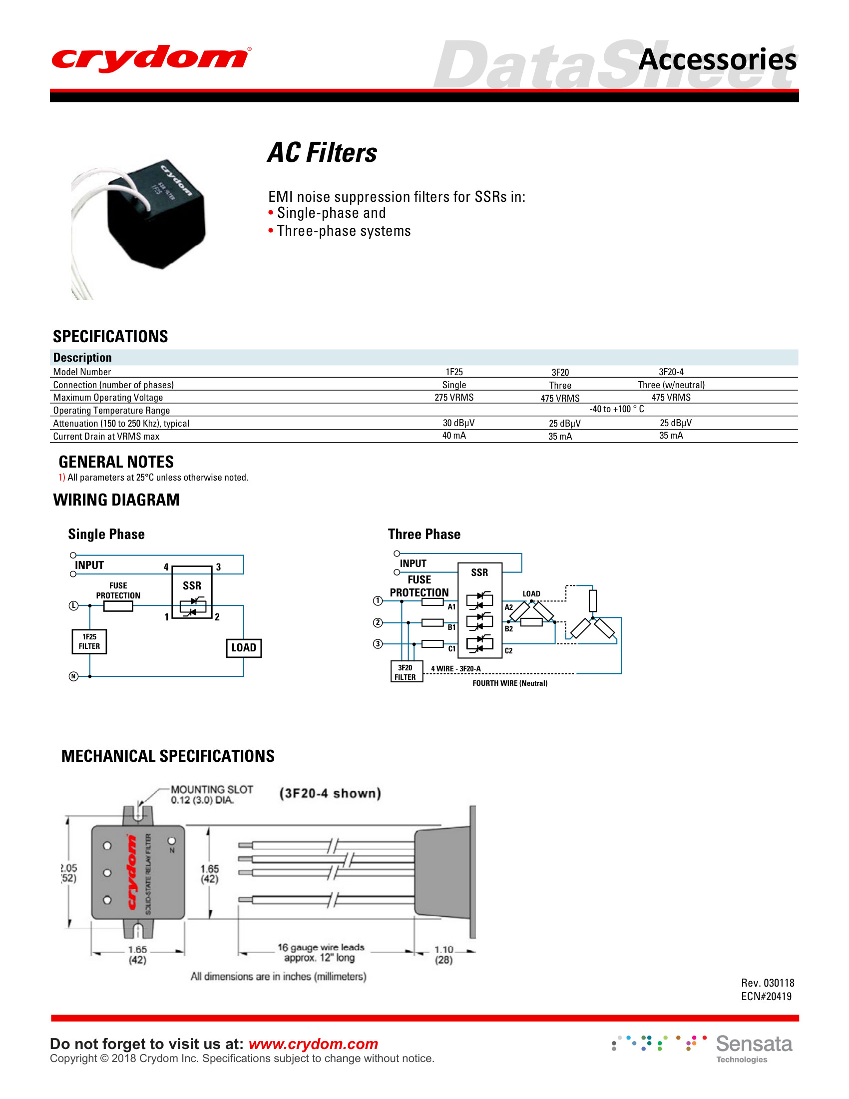 3F20-4 Crydom Filter Module