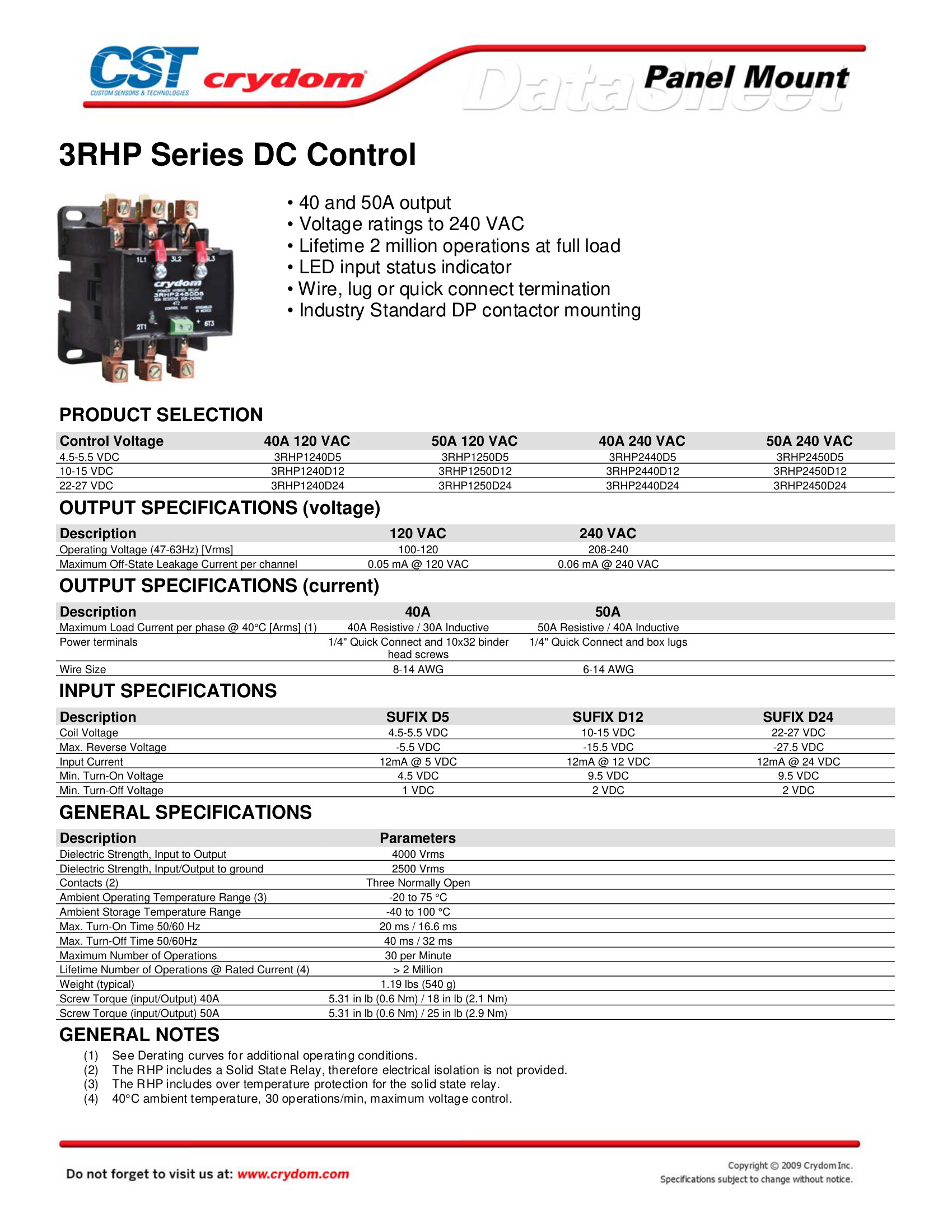 3RHP1250D24 Crydom Solid State Relays & I/O Modules