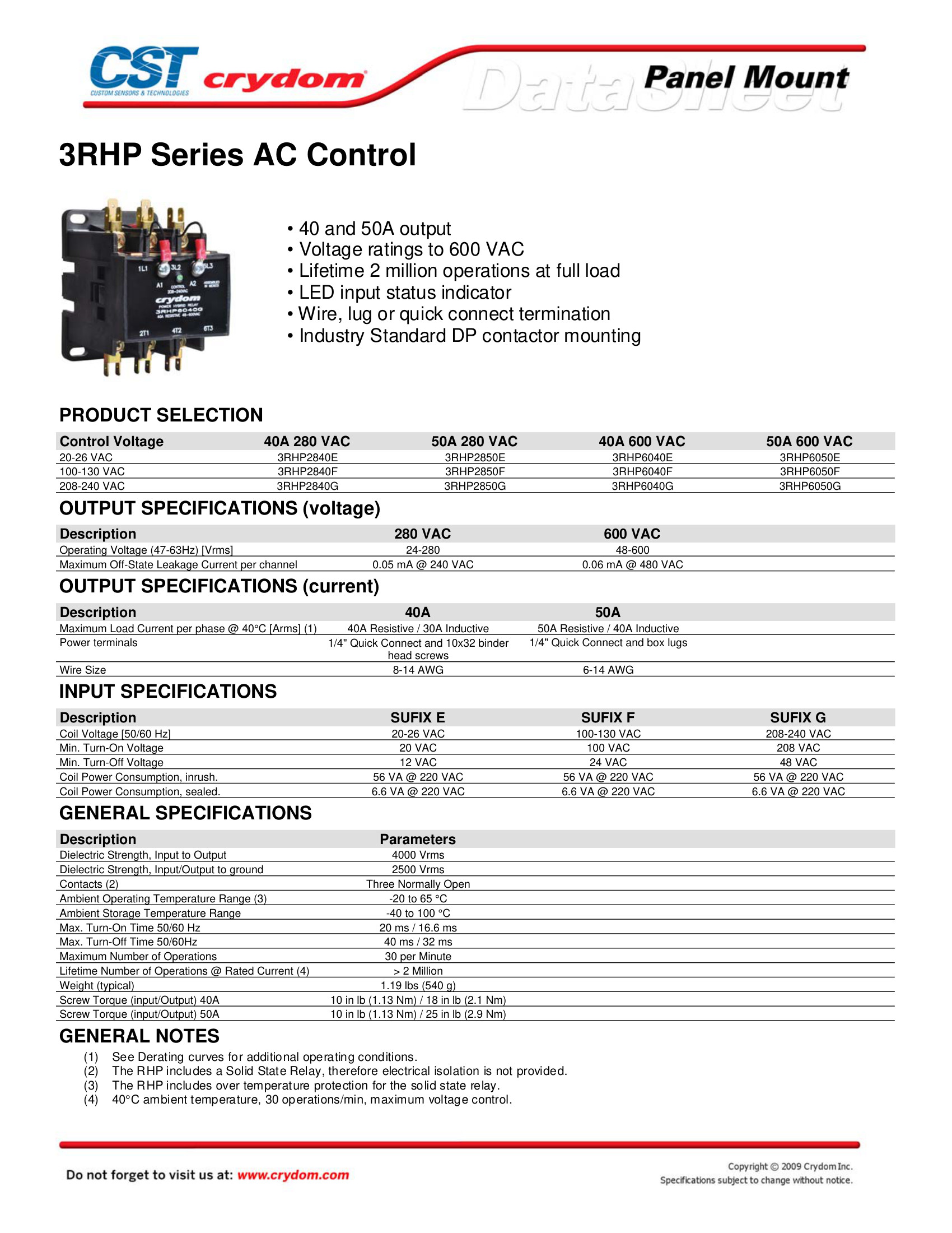 3RHP2440D12 Crydom Solid State Relays & I/O Modules