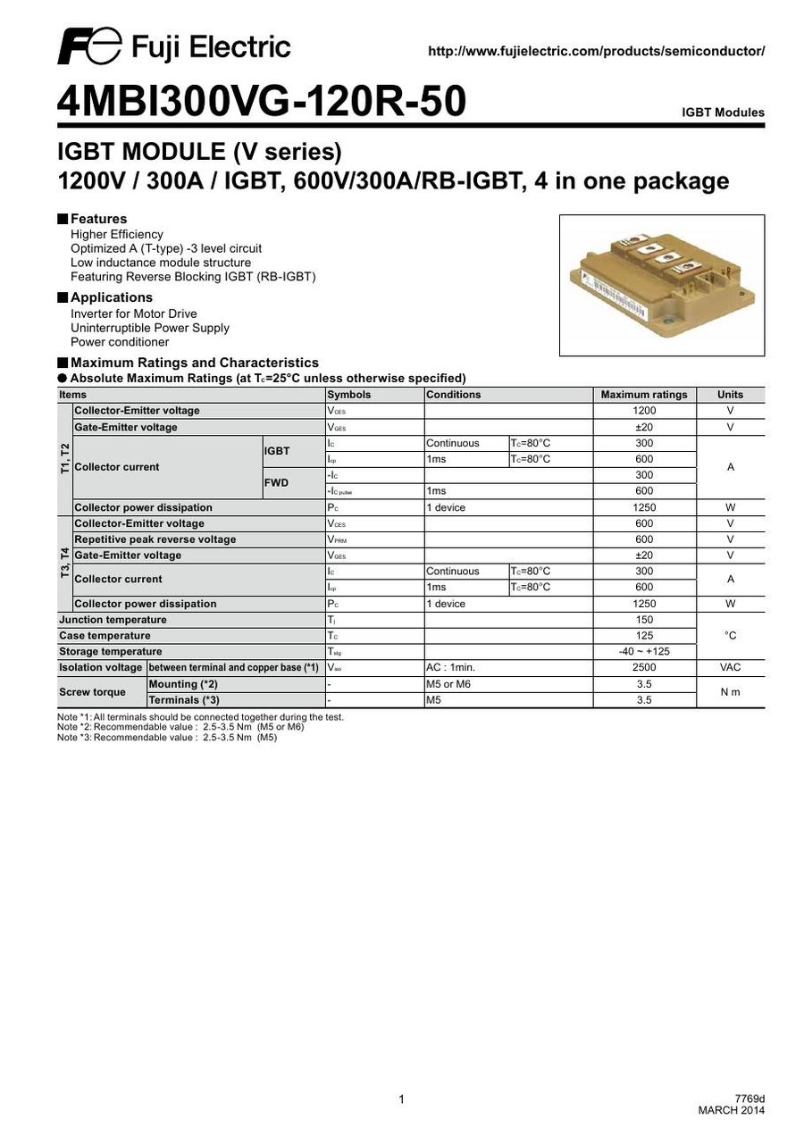 4MBI300VG-120R-50 Fuji Electric IGBT Modules