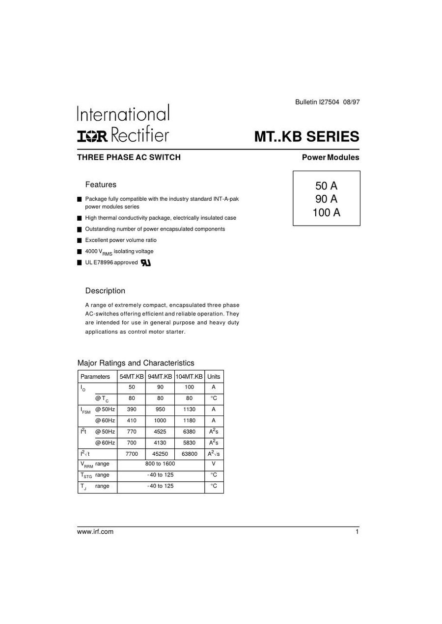 54MT80K International Rectifier Rectifier & Schottky Diodes