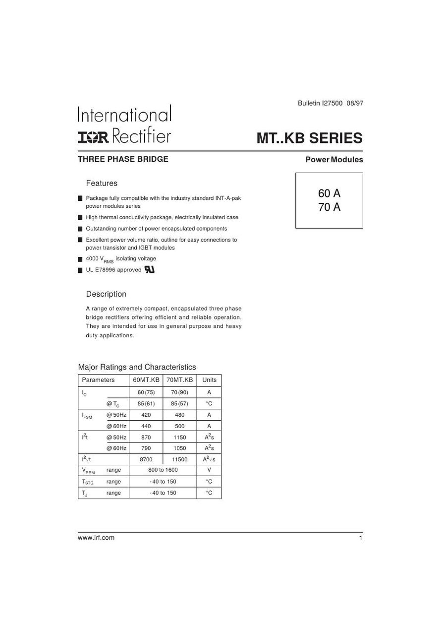 60MT100K International Rectifier Rectifier & Schottky Diodes