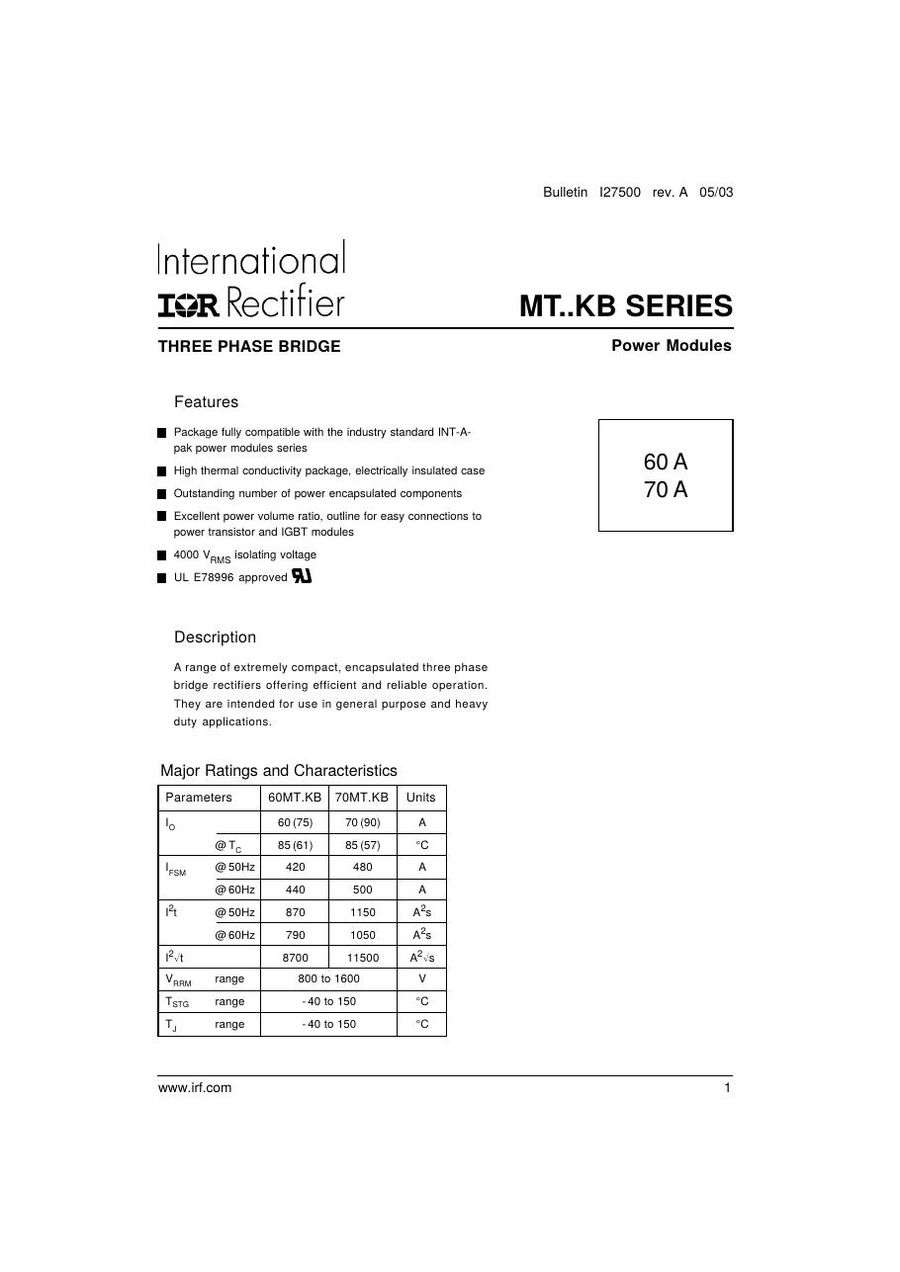 60MT120K International Rectifier Rectifier & Schottky Diodes