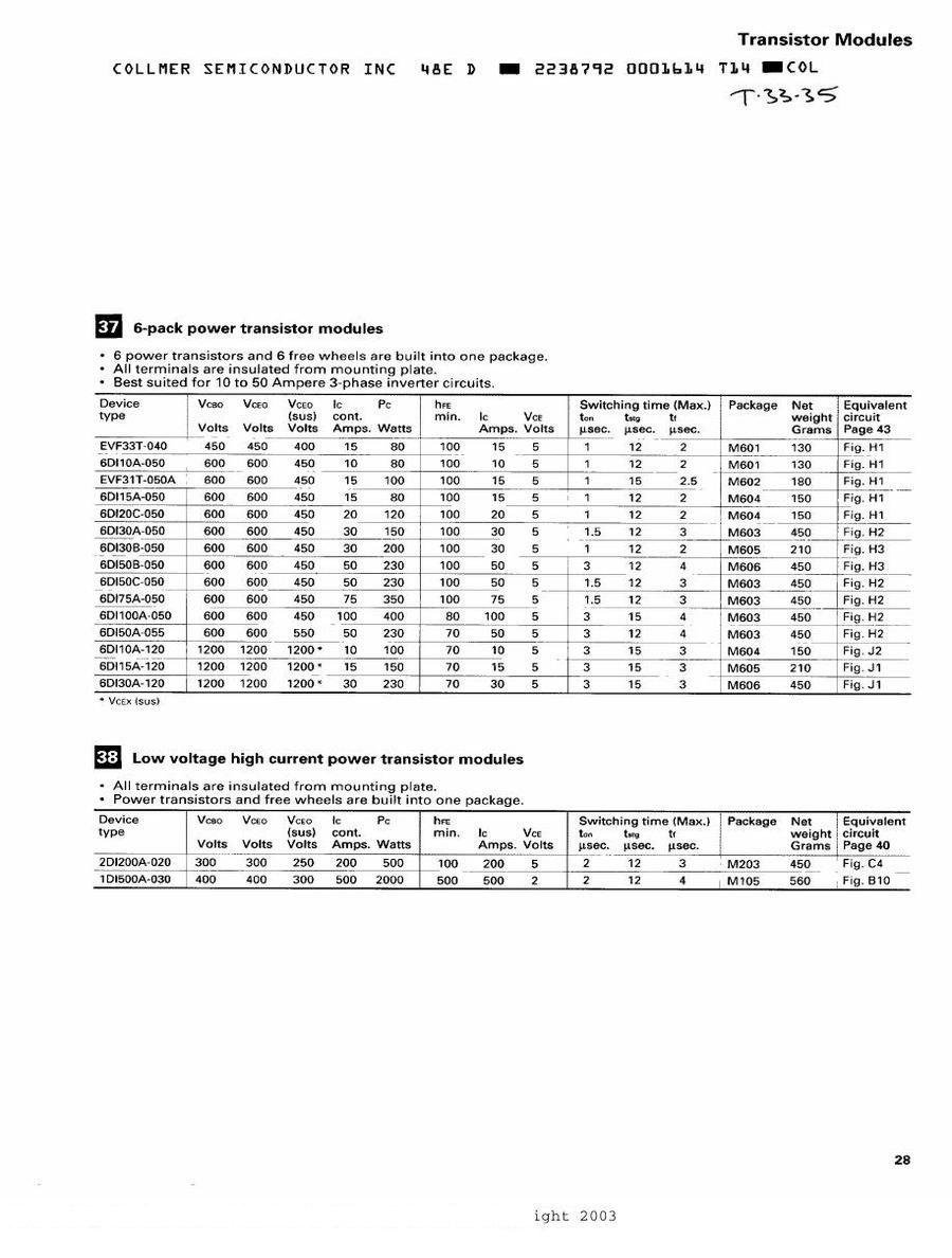 6DI50C-050 Fuji Electric Darlington / Bipolar Transistor Modules