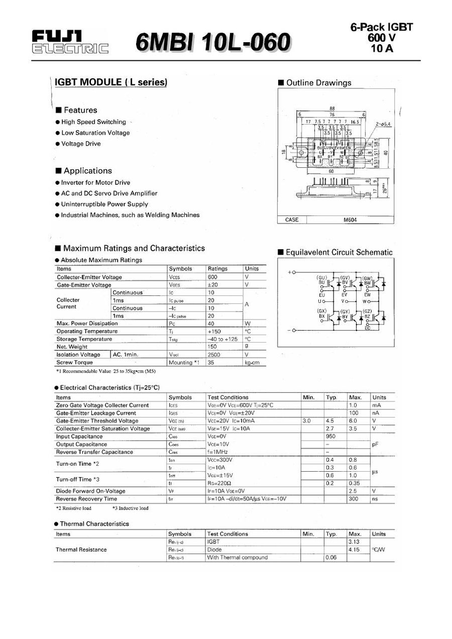 6MBI10L-060 Fuji Electric IGBT Modules