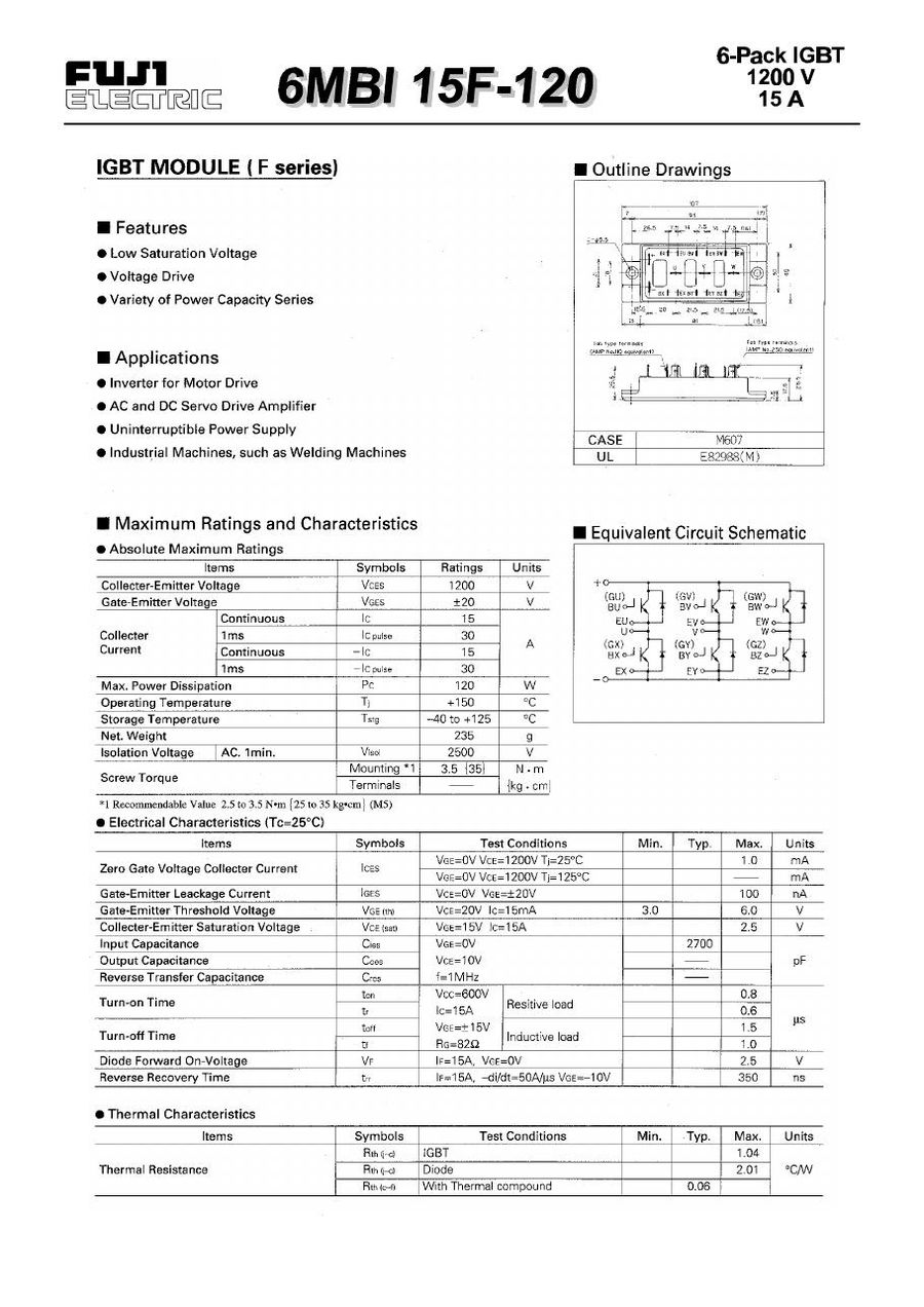 6MBI15F-120 Fuji Electric IGBT Modules
