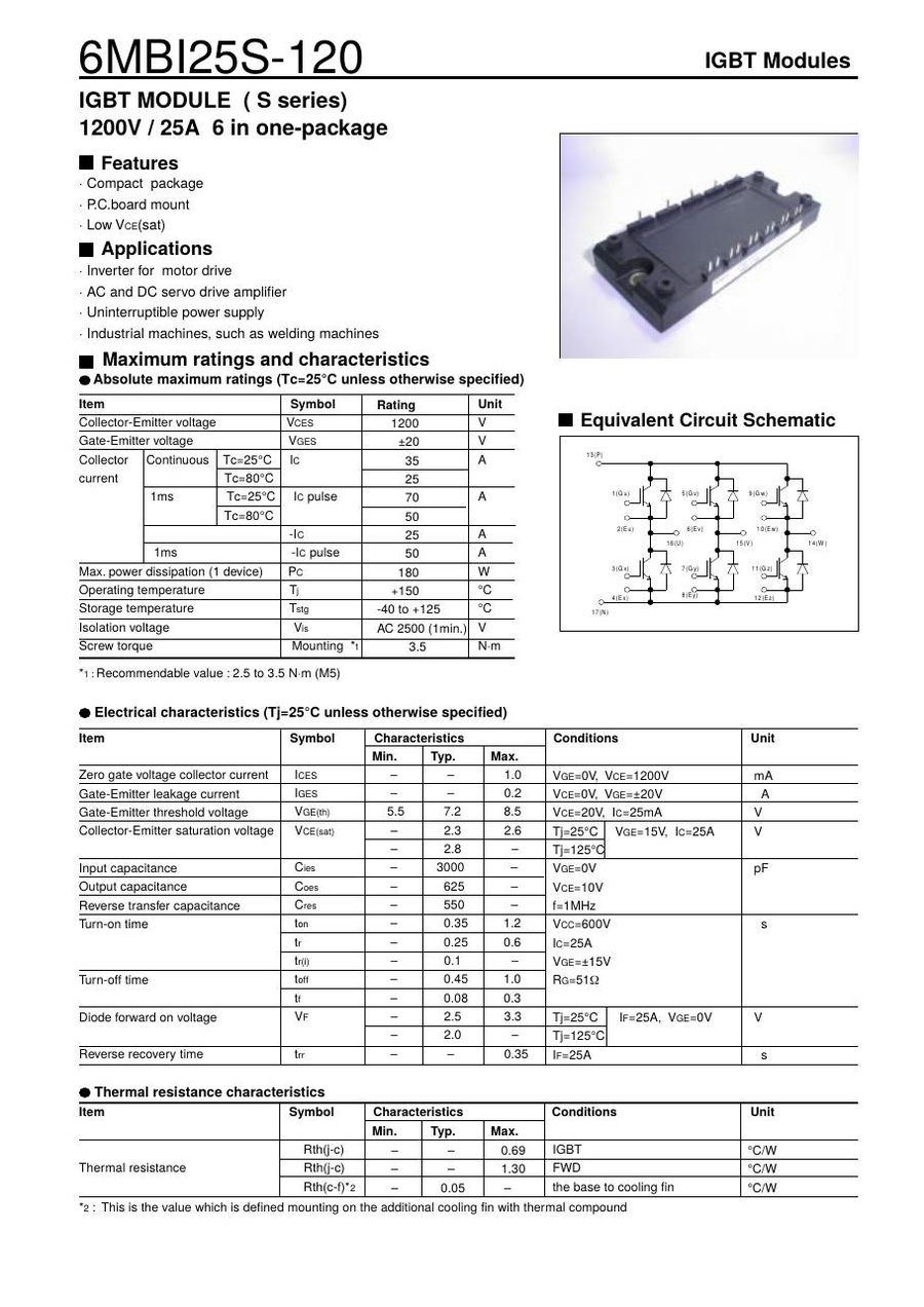 6MBI25S-120 Fuji Electric IGBT Modules
