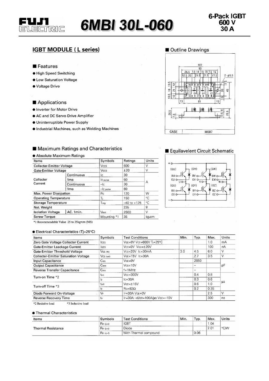 6MBI30L-060 Fuji Electric IGBT Modules