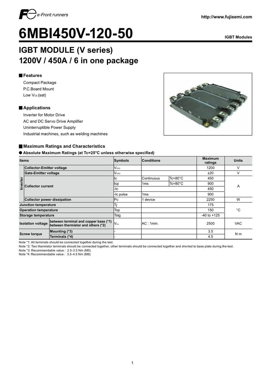 6MBI450V120-50 Fuji Electric IGBT Modules