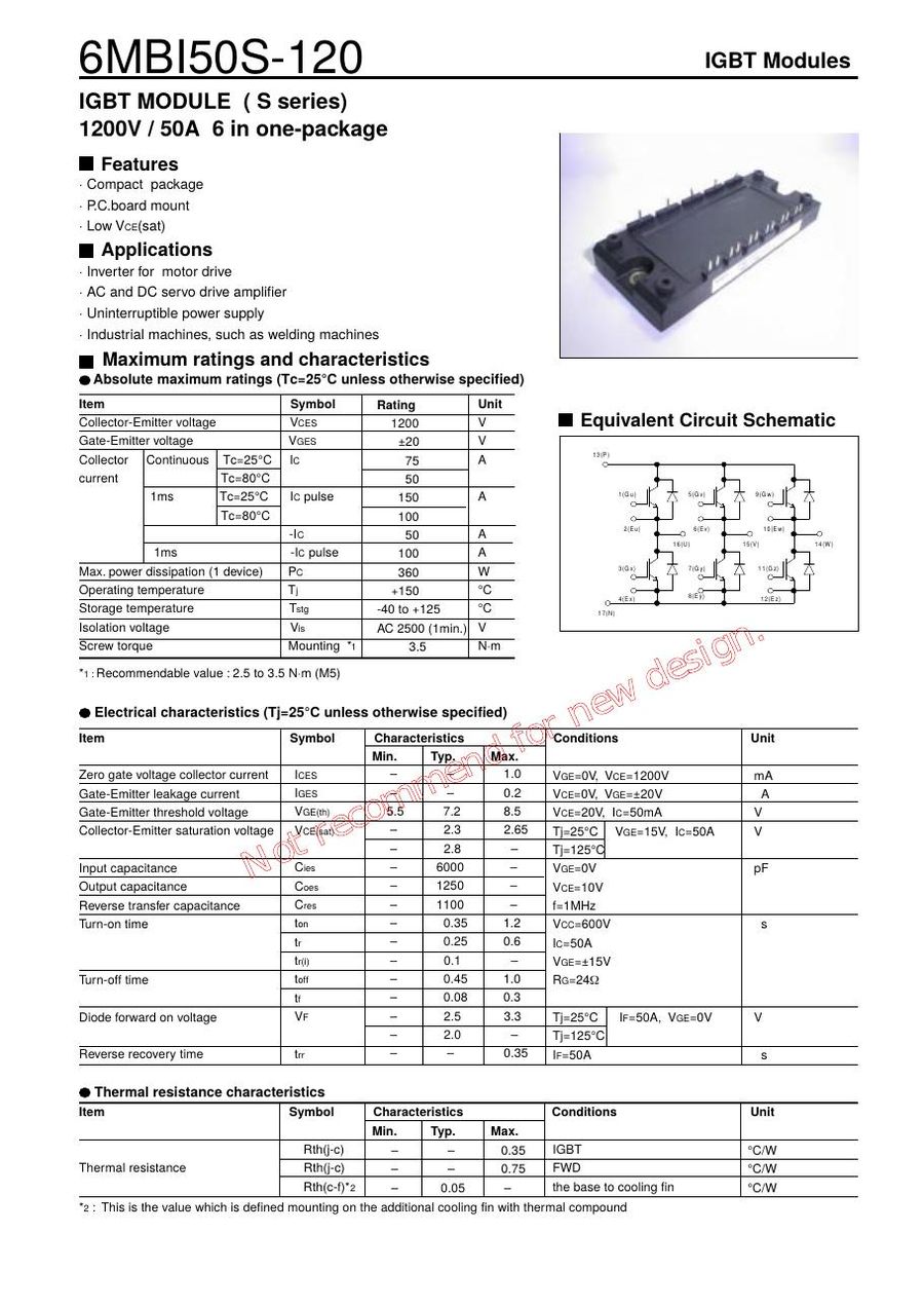 6MBI50S-120-02 Fuji Electric IGBT Modules