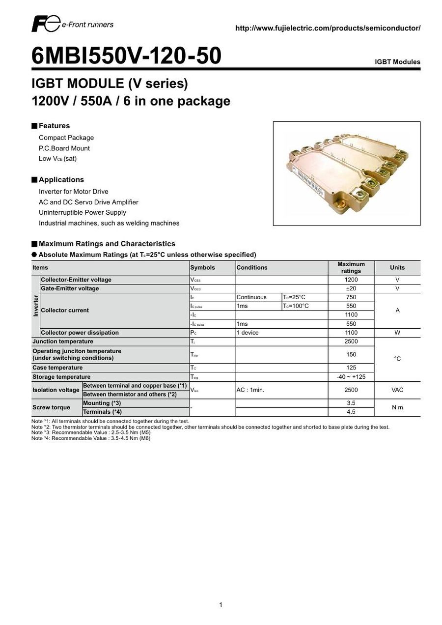 6MBI550V120-50 Fuji Electric IGBT Modules