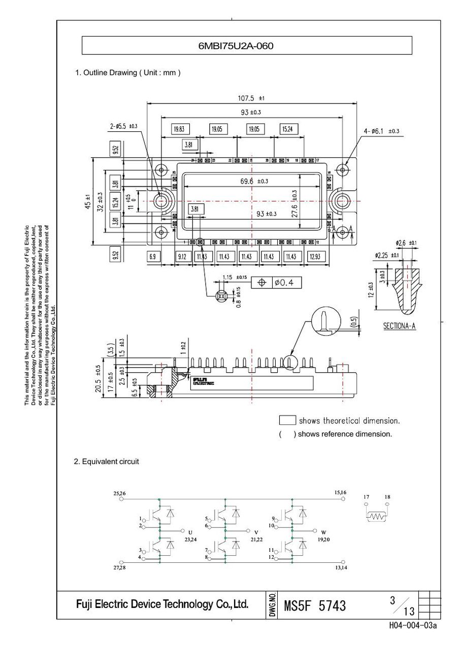 6MBI75U2A-060 Fuji Electric IGBT Modules