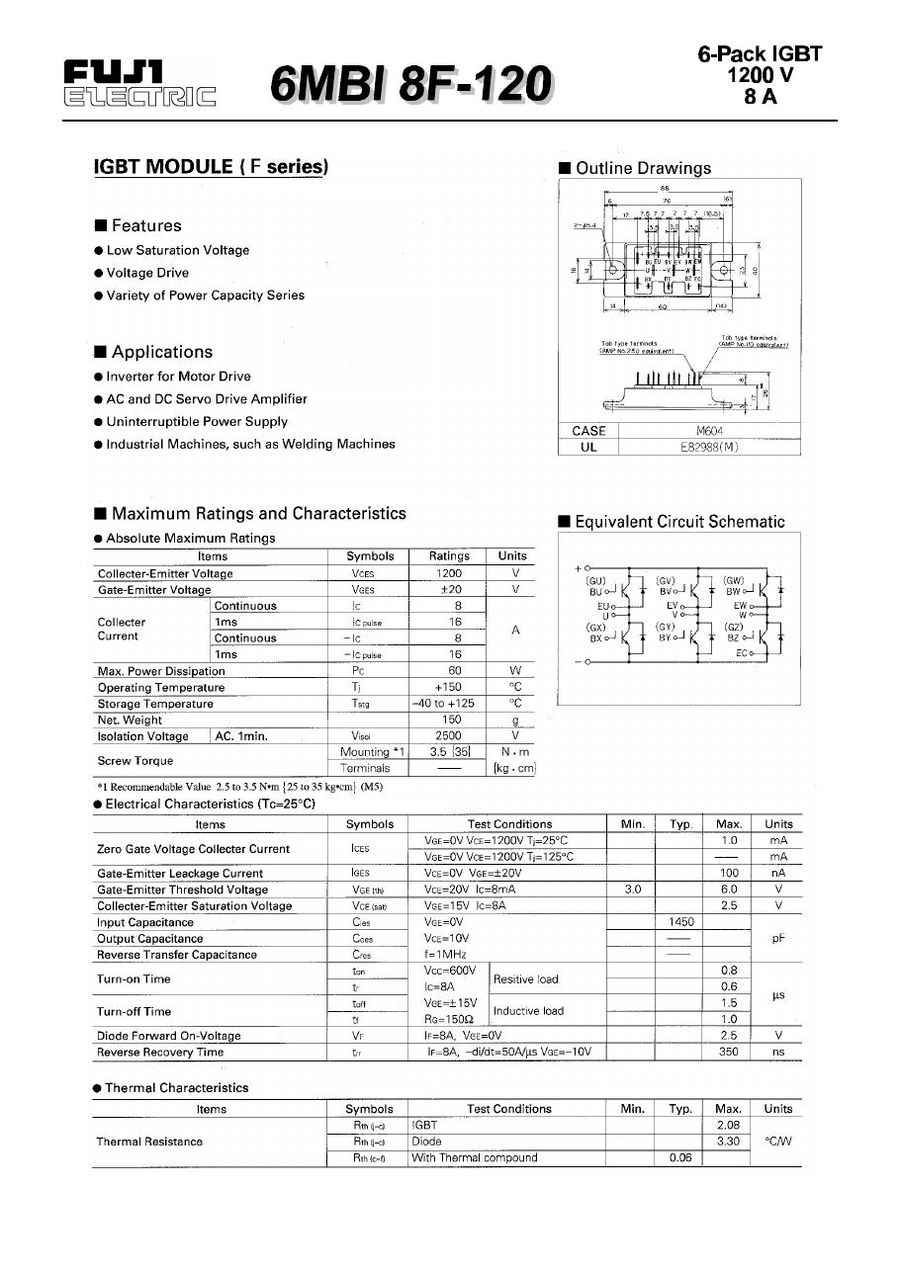 6MBI8F-120 Fuji Electric IGBT Modules