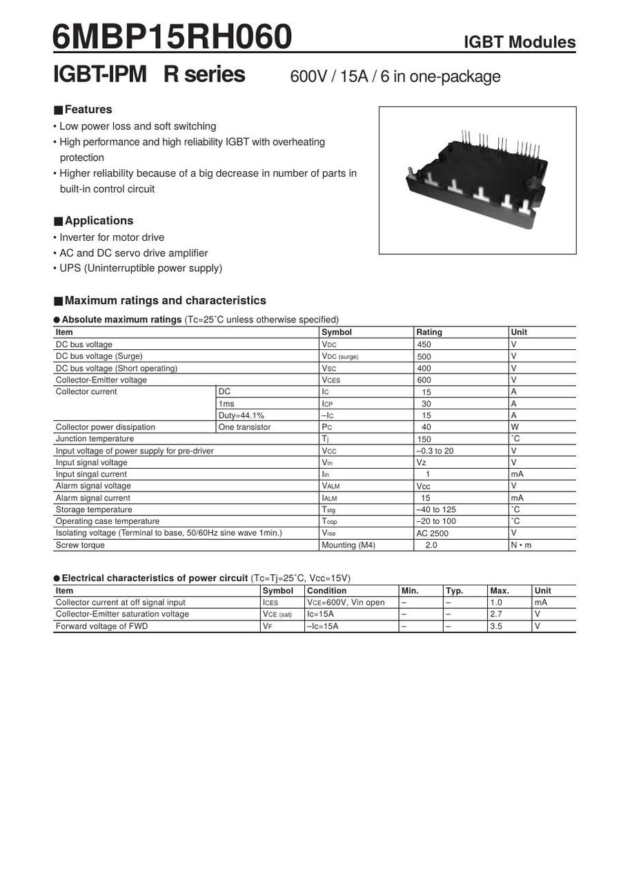 6MBP15RH060 Fuji Electric Intelligent Power Modules (IPM)