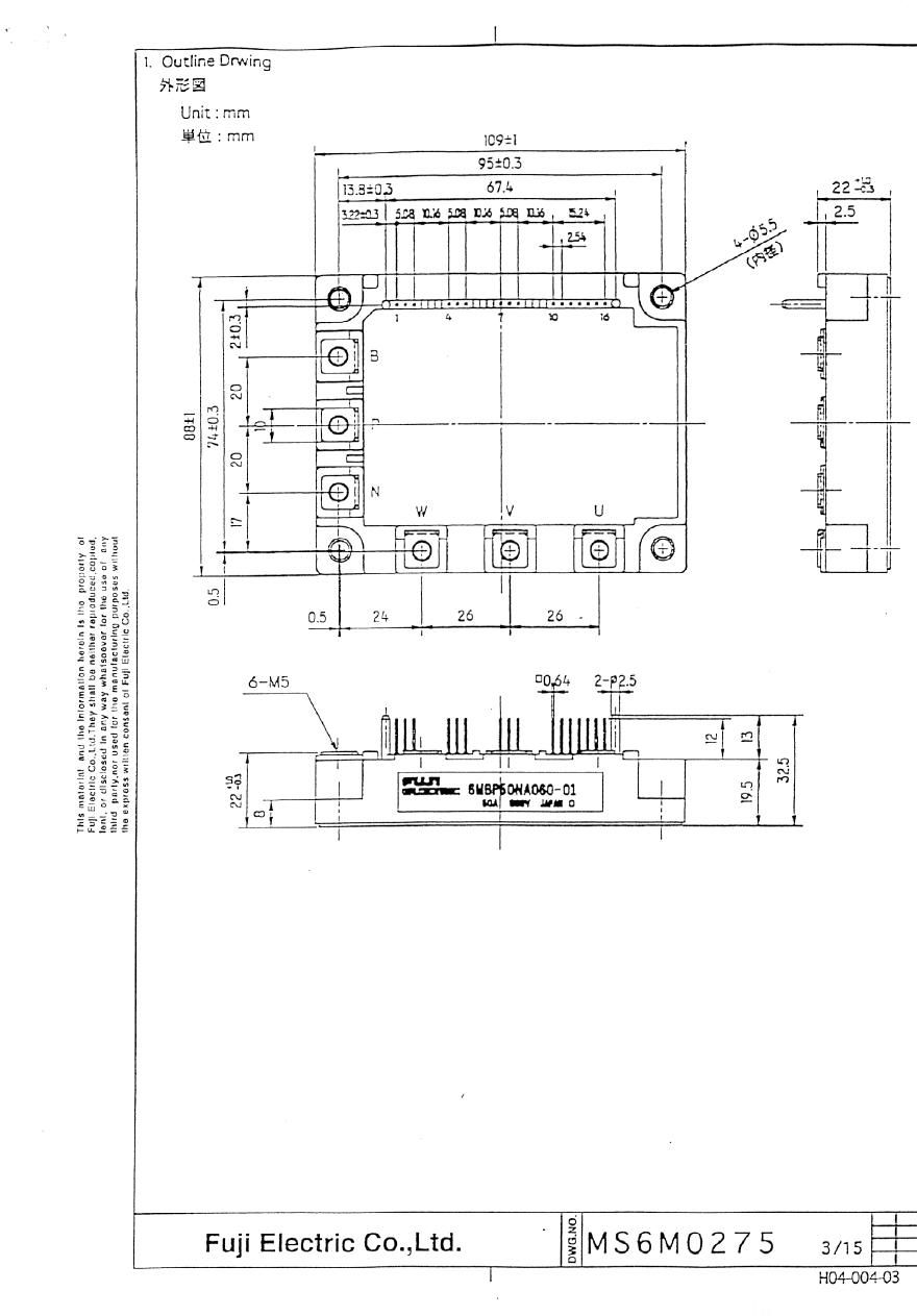 6MBP50NA060 Fuji Electric Intelligent Power Modules (IPM)