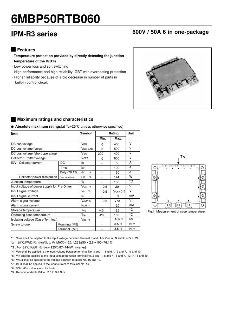 6MBP50RTB060 Fuji Electric Intelligent Power Modules (IPM)
